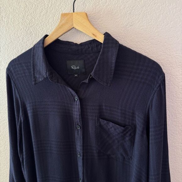 Rails Bianca Long Sleeve Tunic Dress Women’s M Charcoal Shadow Plaid Button Up - Picture 9 of 14